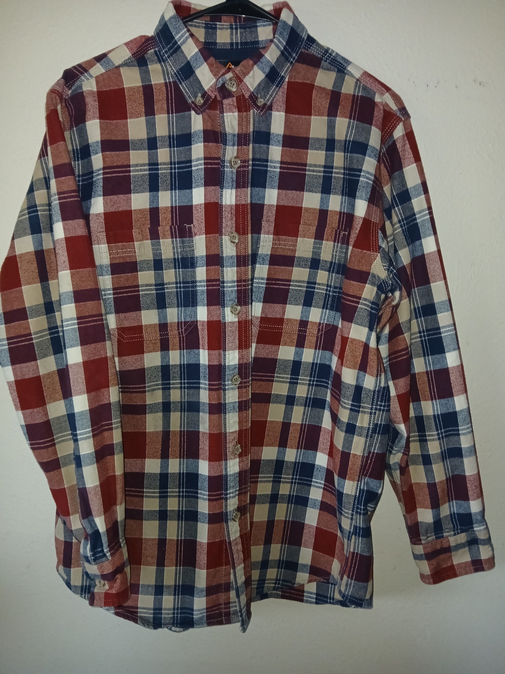 Ridgwcut Toughwear Casual Plaid Button-Down Shirt - Red, Blue & Cream